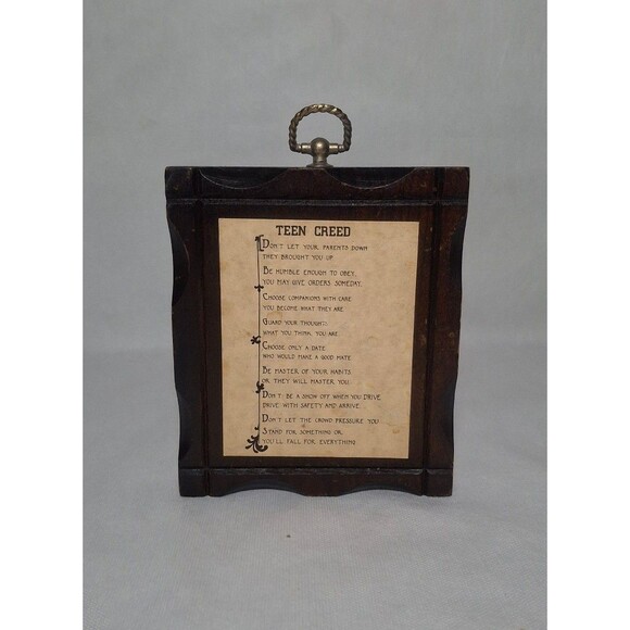No Brand Other - Vintage "Teen Creed" Wooden Plaque Wall Art 70s 80s Kids Room